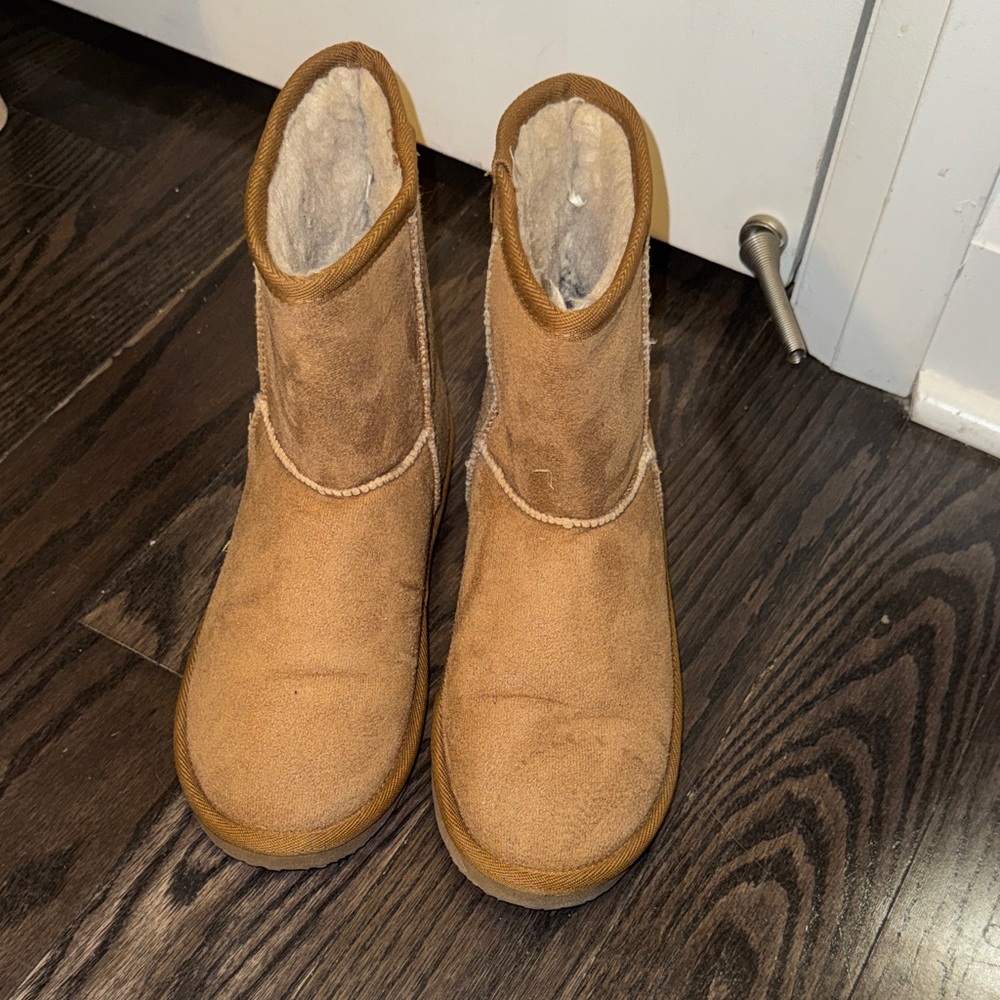 Tan Suede Shearling Boots